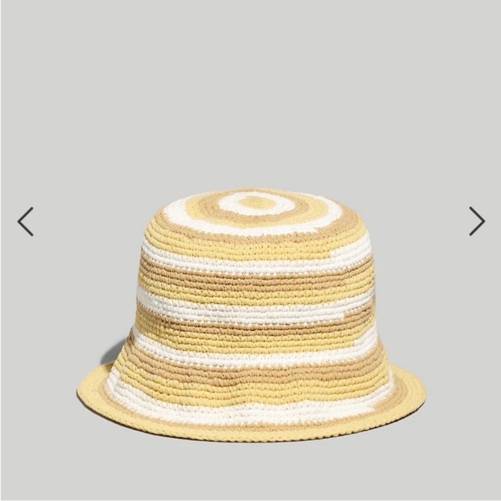 Madewell Yellow and White Striped Knit Hat